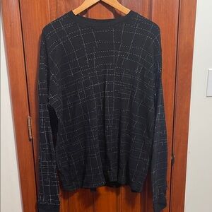Point Zero Black Grid Pattern Crewneck Sweater